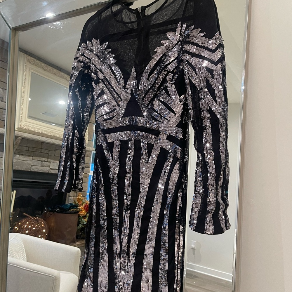 Marciano Black mesh and Sequin Dress